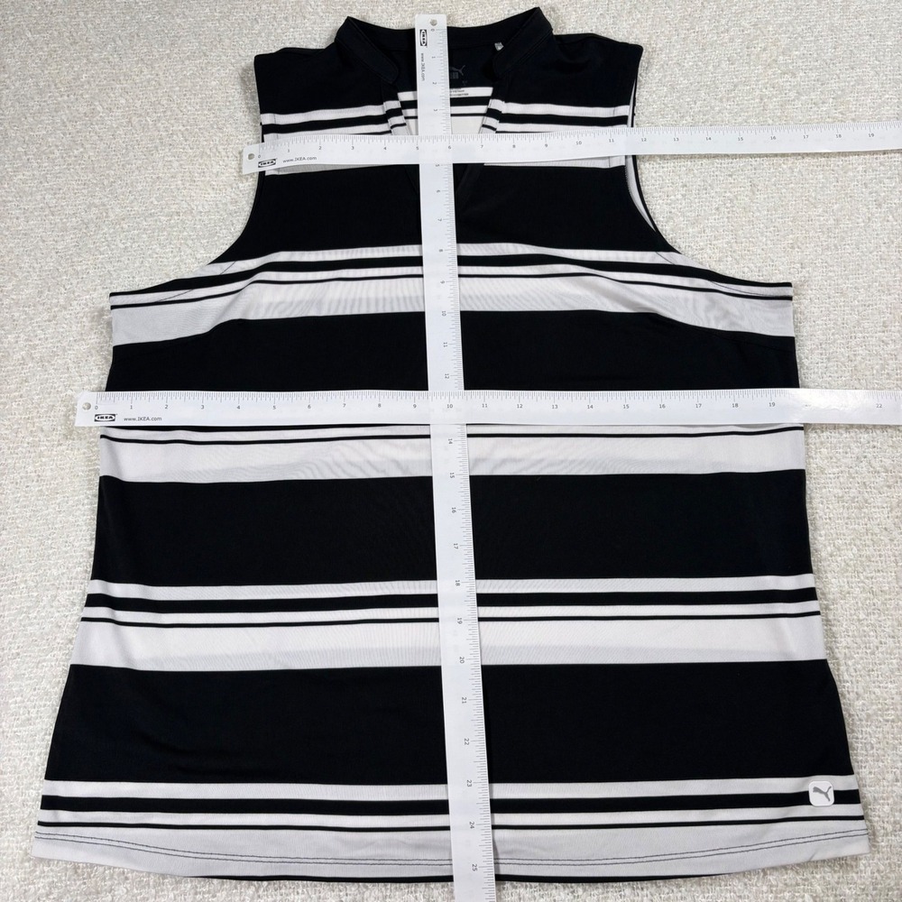 puma golf blouse striped black & white collared polo tennis sporty coquette chic - Picture 6 of 6